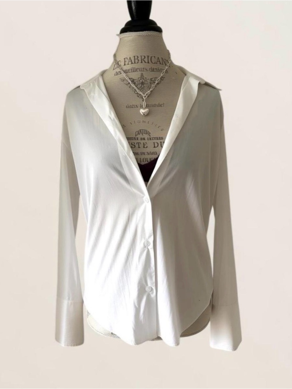 Zara White Cotton Button-Down Long Sleeve Top